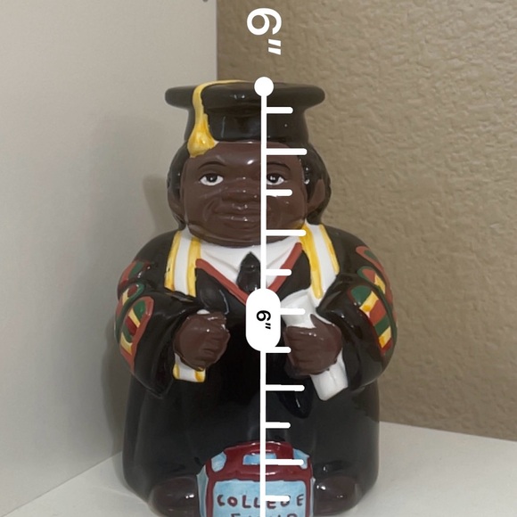 Vintage | Ceramic College Fund Graduate Piggy Bank - Black Cap & Gown Figure - Picture 5 of 5